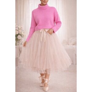 Pilcro XXS Balletcore Fairycore Pink Cropped Sweater